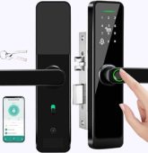LucZeng Fechadura Digital Biométrica 5 em 1 Inteligente Fechadura Eletronica Com Tuya Wi-Fi Touch Screen Fechadura Digital Abertura Via Biometria Senha Numérica cartão IC Chave E APP
